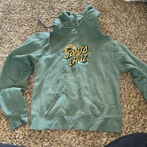 Santa Cruz Skateboards Teal Green Hoodie with Yellow Graphic